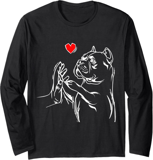 American Bully Love Cute Pitbull Dog Mom Funny Girls Long Sleeve T-Shirt