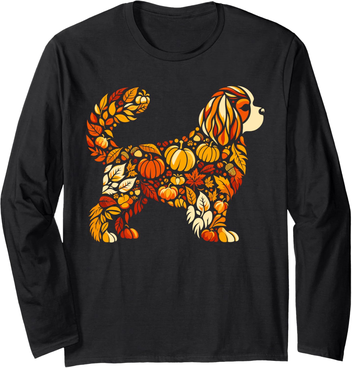 Autumn Pumpkin Cavalier King Charles Spaniel Thanksgiving Long Sleeve T-Shirt