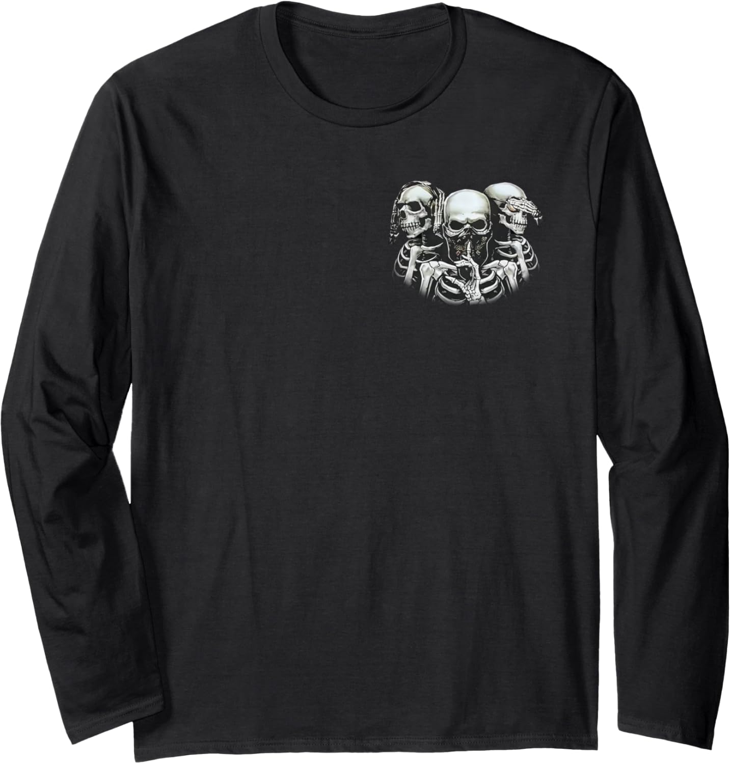 (2 Sides) Stuck Between IDK, IDC and IDGAF Skeletons Long Sleeve T-Shirt