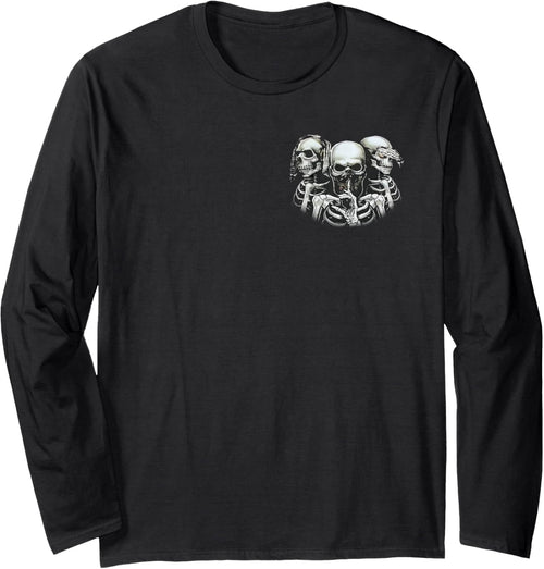 (2 Sides) Stuck Between IDK, IDC and IDGAF Skeletons Long Sleeve T-Shirt