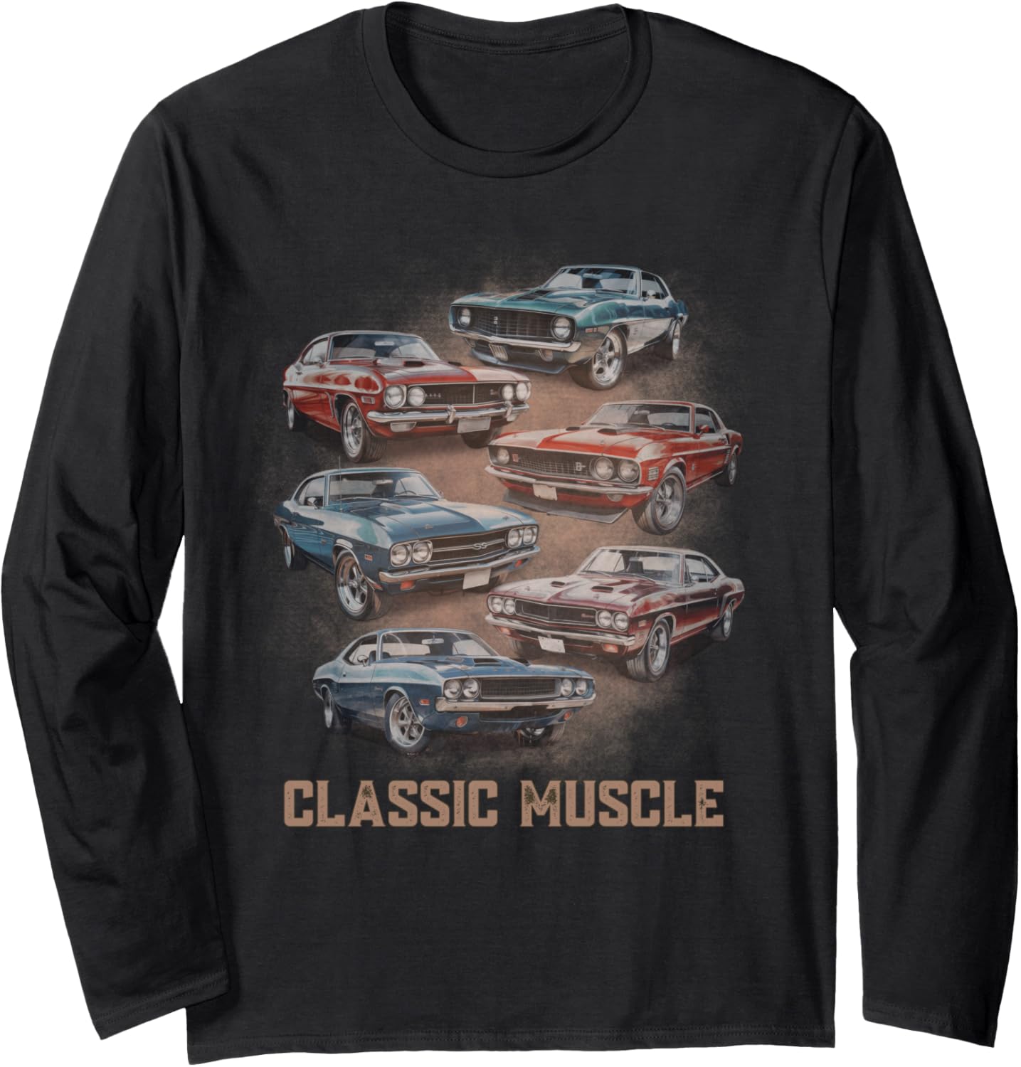 American Car Classic Muscle Car Vintage Novelty Retro Design Long Sleeve T-Shirt