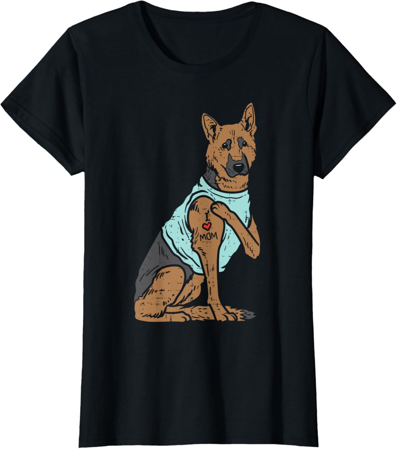 German Shepherd I Love Mom Tattoo K9 Dog Lover Women Gift T-Shirt