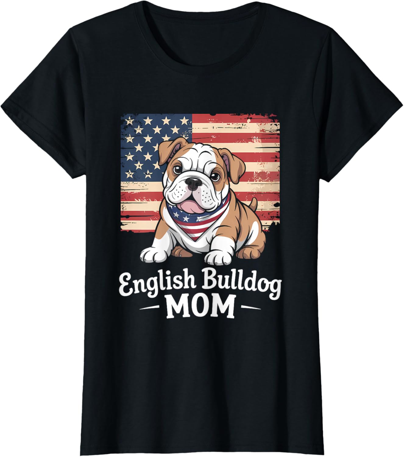 American Flag English Bulldog Dog Mom T-Shirt