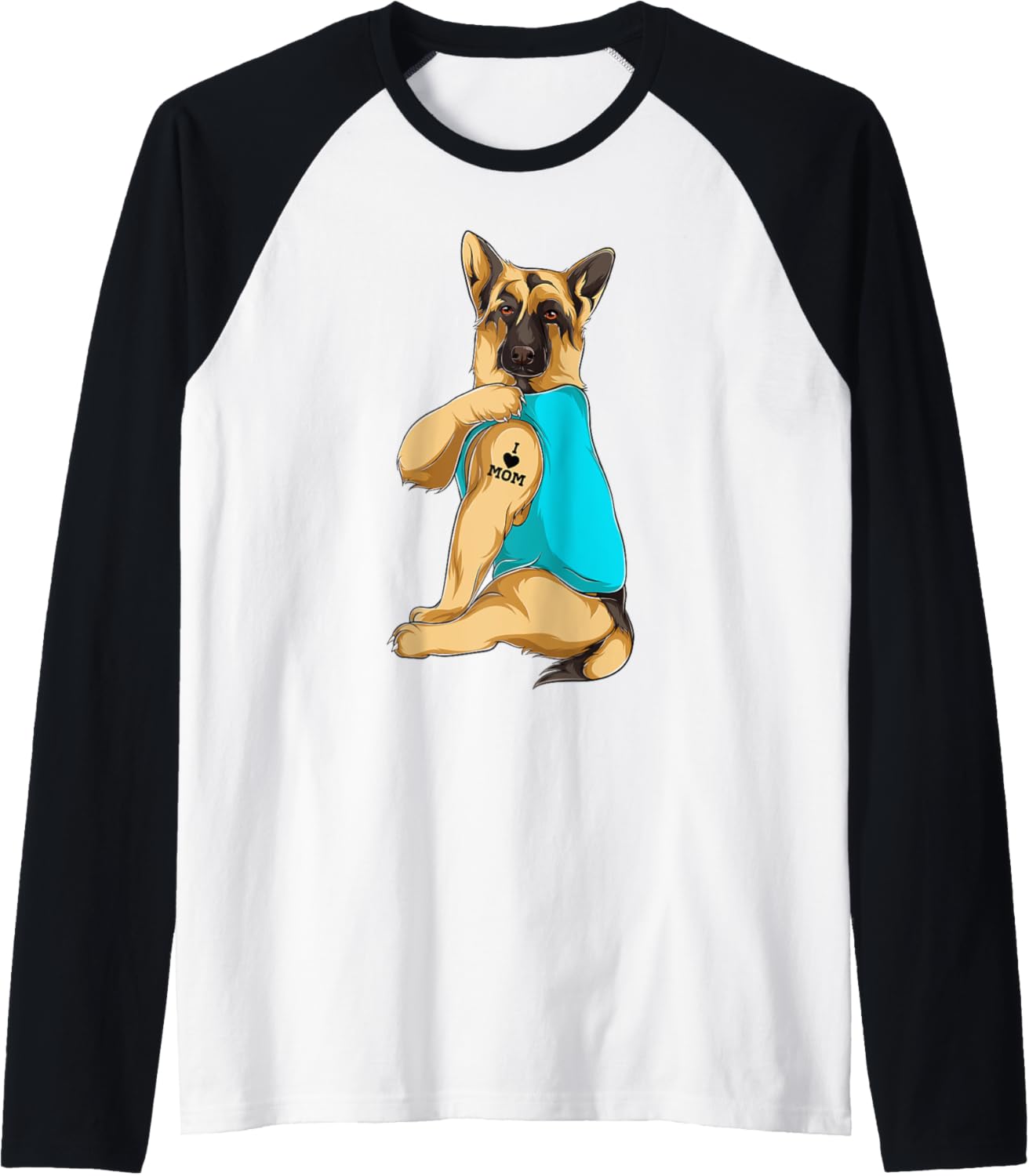 German Shepherd I Love Mom Tattoo Apparel Dog Mom Gift Women Raglan Baseball Tee