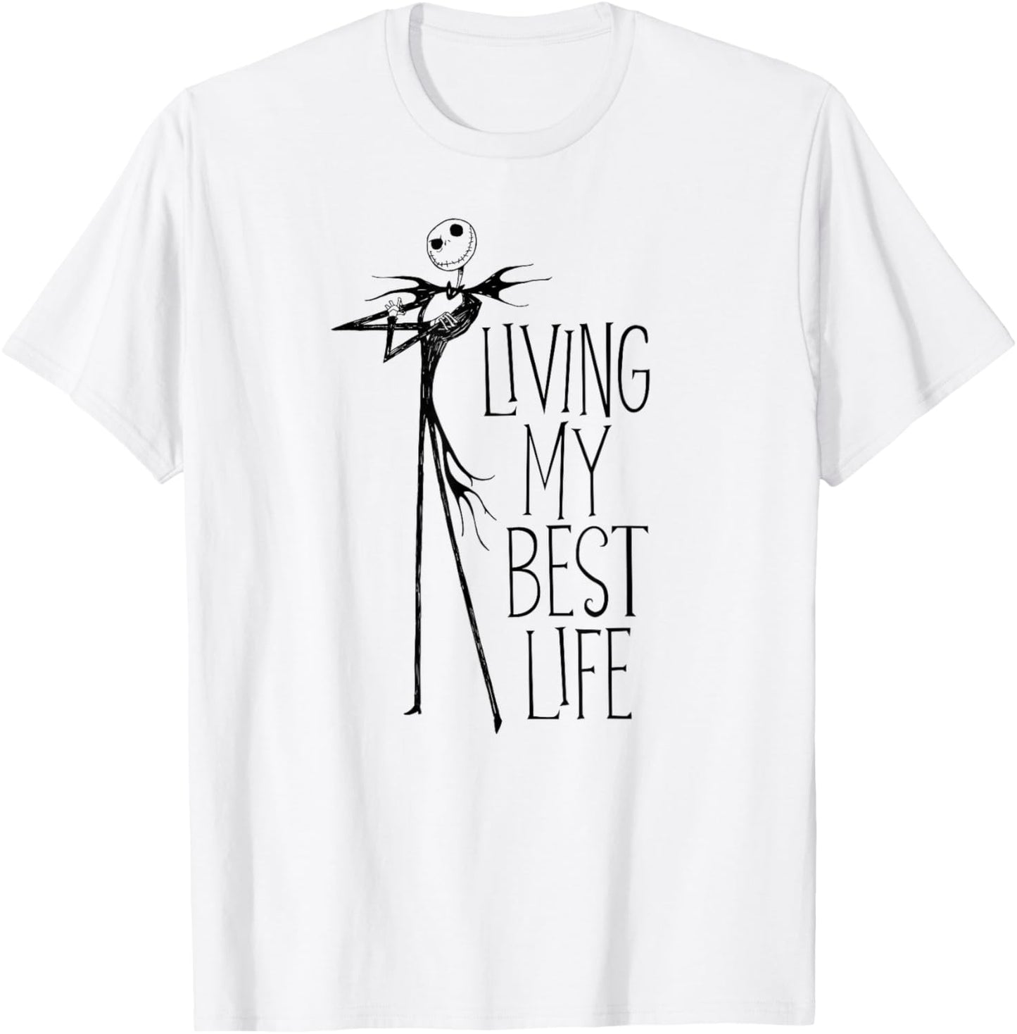 Amazon Essentials Men's Nightmare Before Christmas Jack Living My Best Life Graphic T-Shirt, White, Small