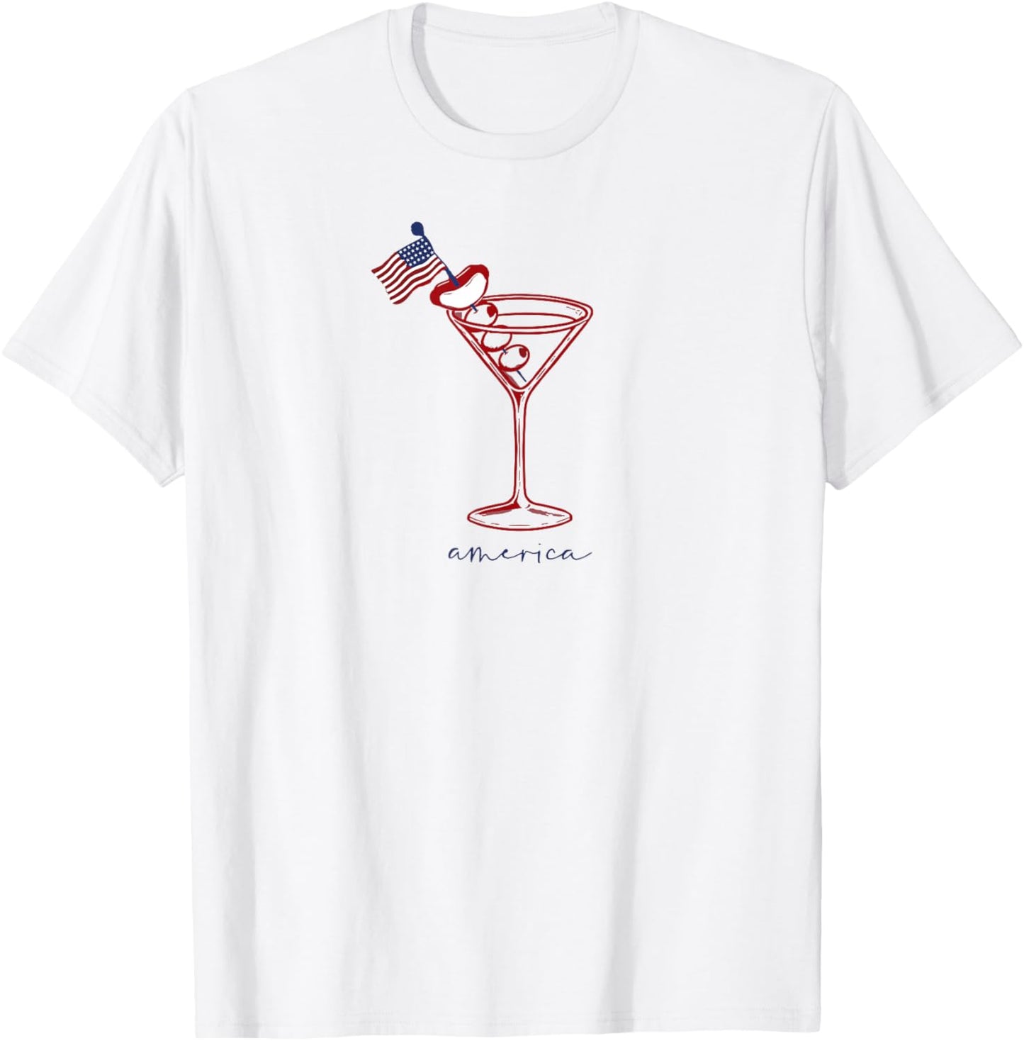 4th Of July Funny Hot Dog &amp; Martini T-Shirt