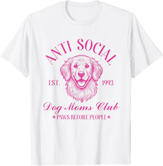 Anti Social Dog Moms Club Shirt Vintage Funny Dog Lover Mama T-Shirt