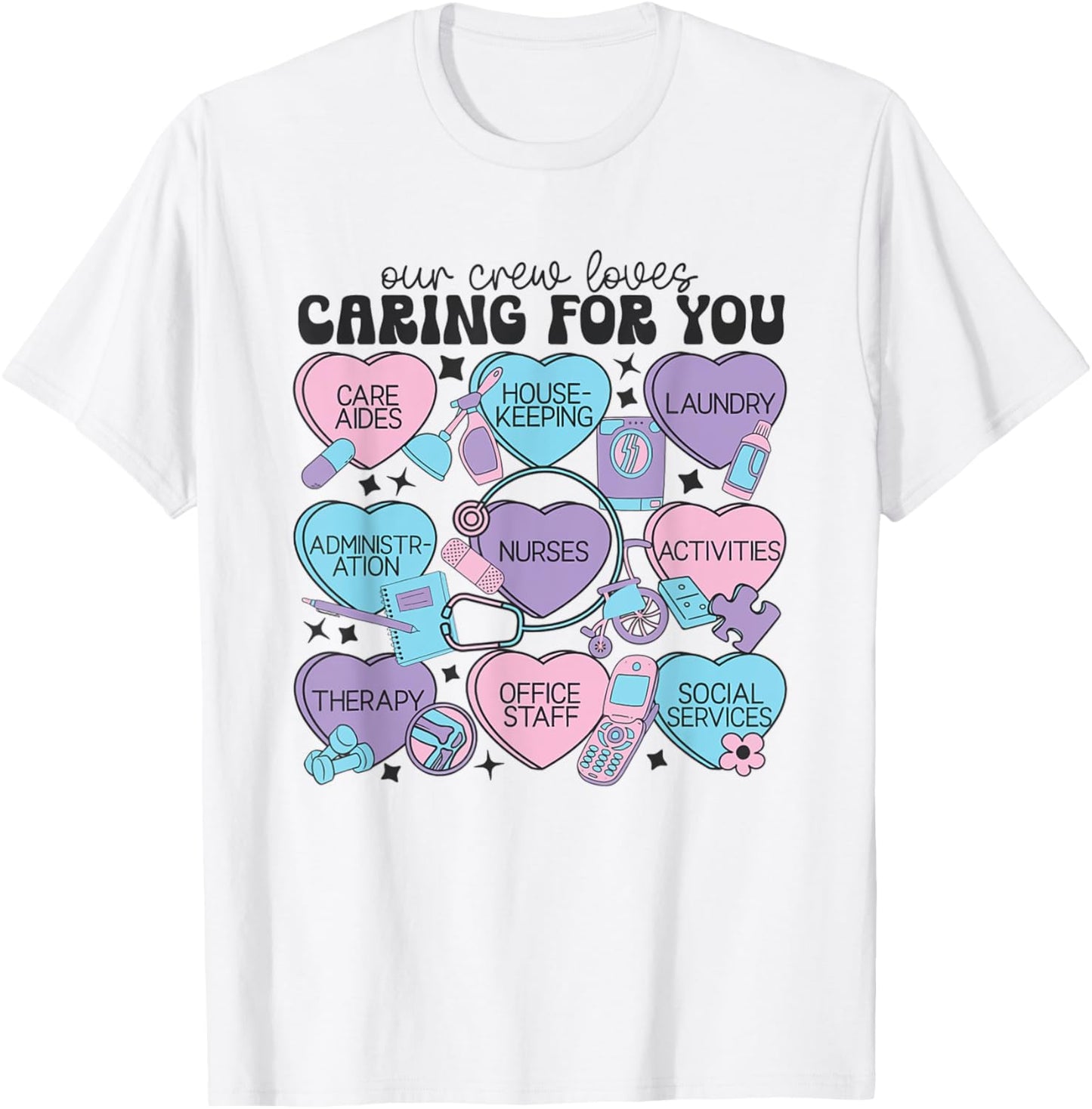 Assisted Living Facility Staff Valentine Nurse Heat Candy T-Shirt