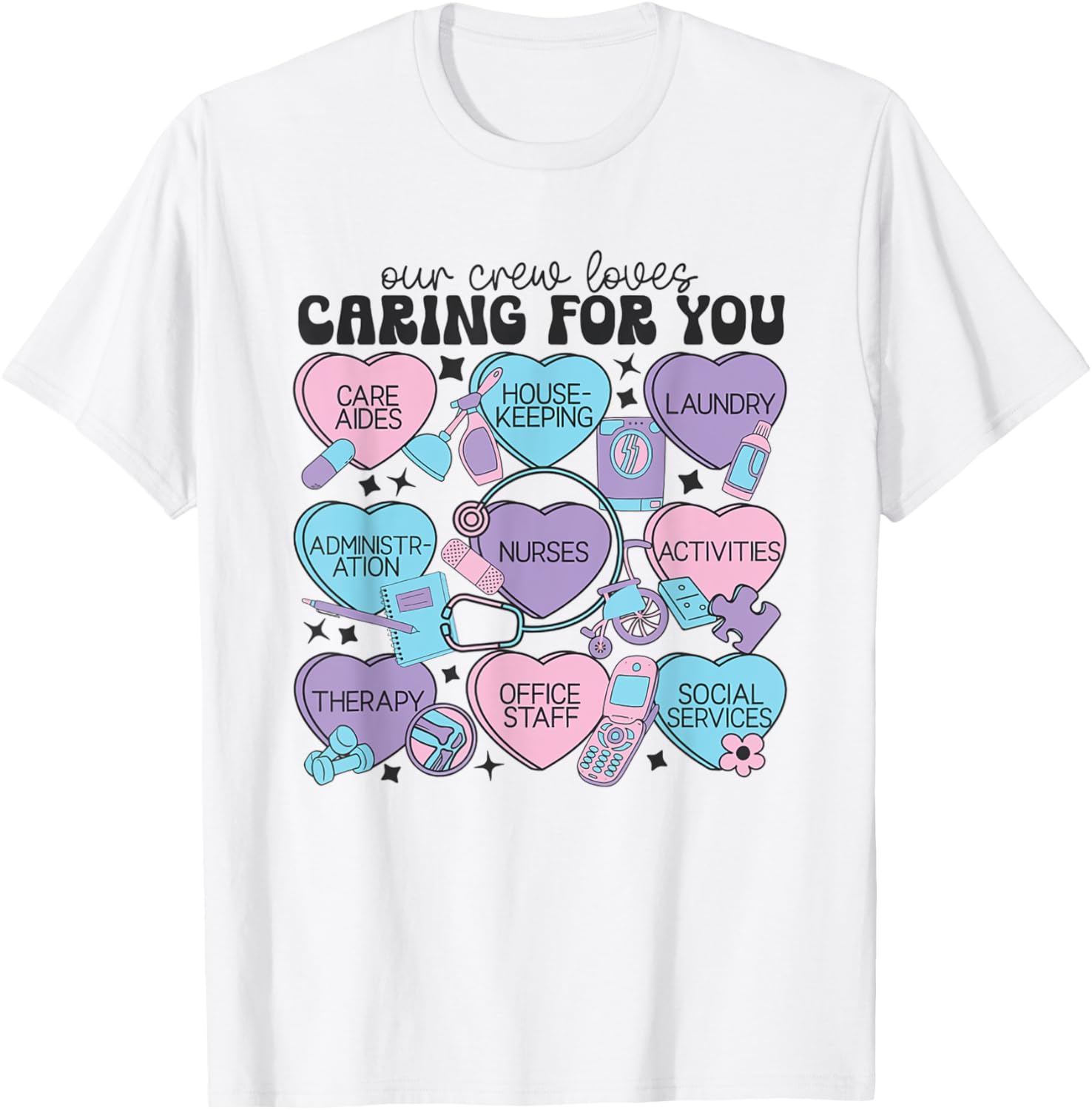 Assisted Living Facility Staff Valentine Nurse Heat Candy T-Shirt