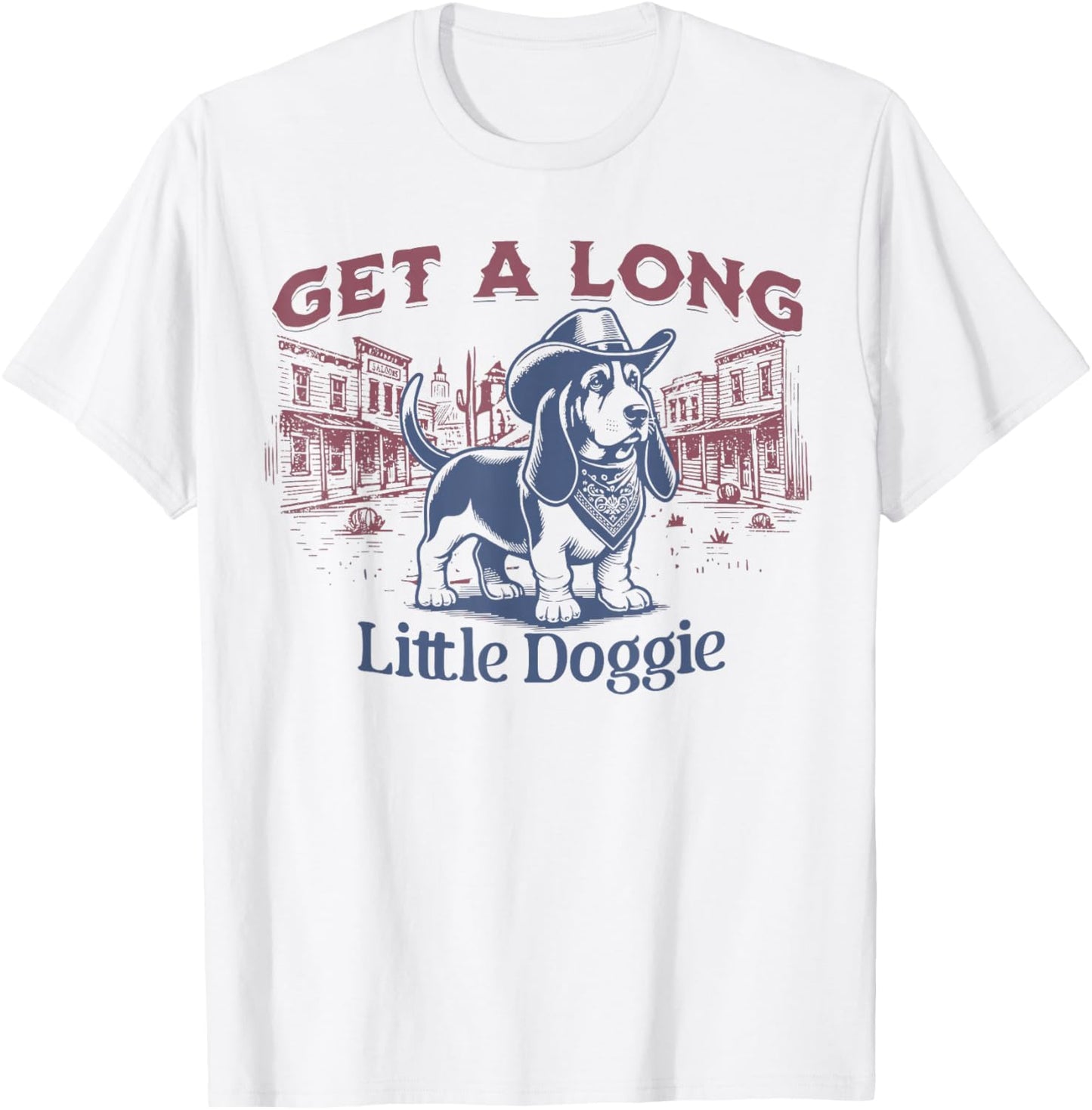 Get A long Little Doggie Basset Hound Vintage Western T-Shirt