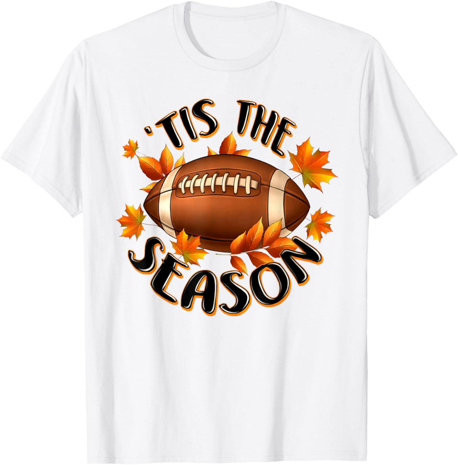 'Tis The Season Football Autumn Fall Leaves Thanksgiving T-Shirt