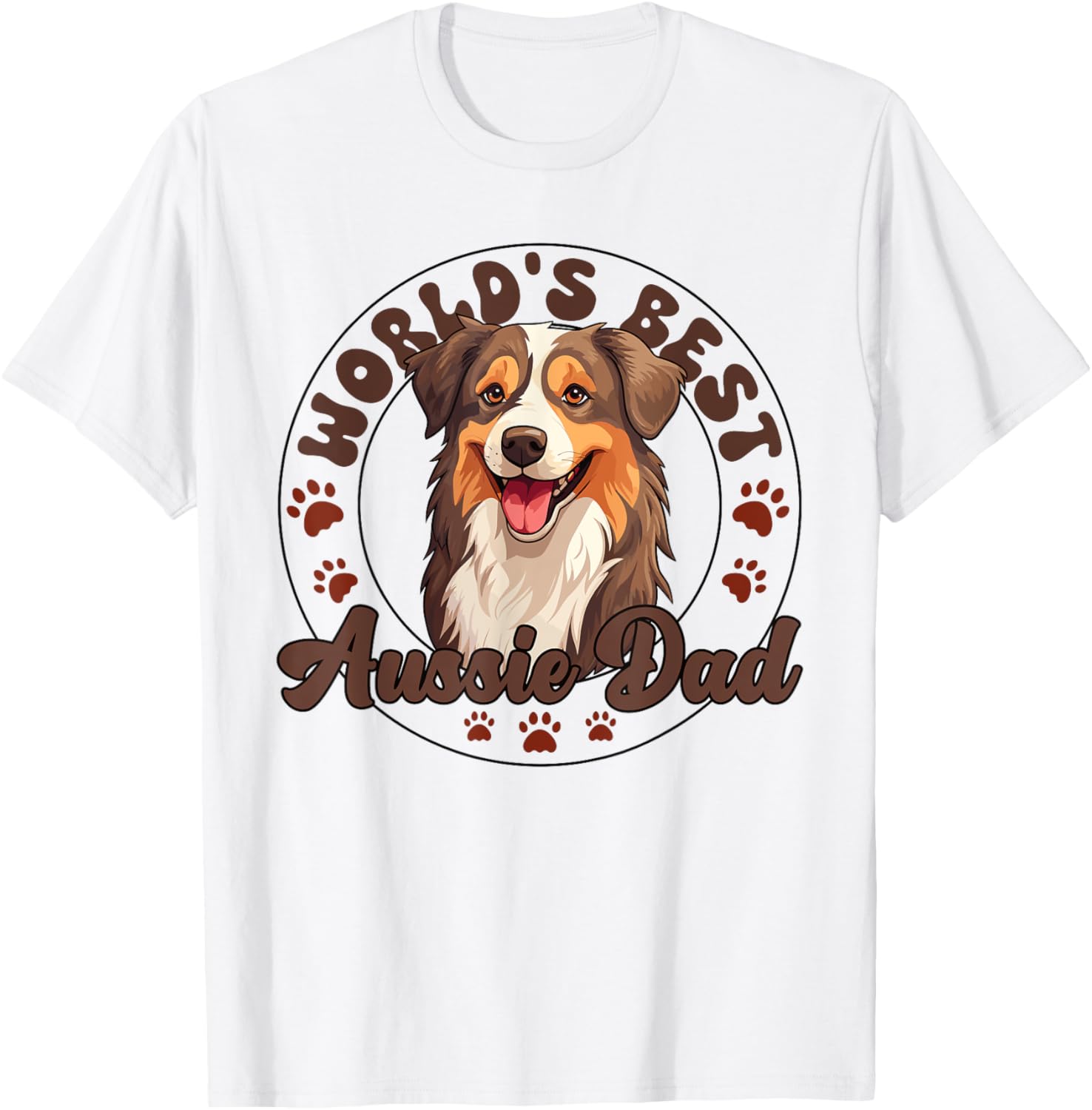 Australian Shepherd Blue Merle Dog Worlds Best Aussie Dad Men Women Kids T-Shirt