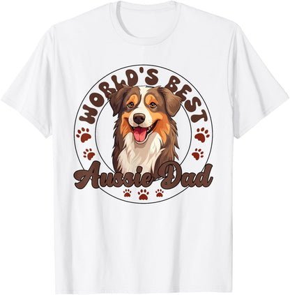 Australian Shepherd Blue Merle Dog Worlds Best Aussie Dad Men Women Kids T-Shirt