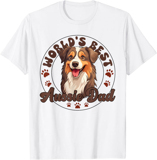 Australian Shepherd Blue Merle Dog Worlds Best Aussie Dad Men Women Kids T-Shirt