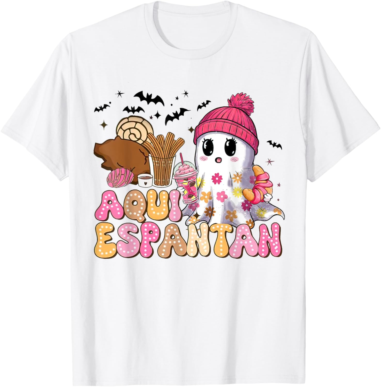 Aqui Espantan! Spooky Season, Funny Mexican Halloween Ghost T-Shirt