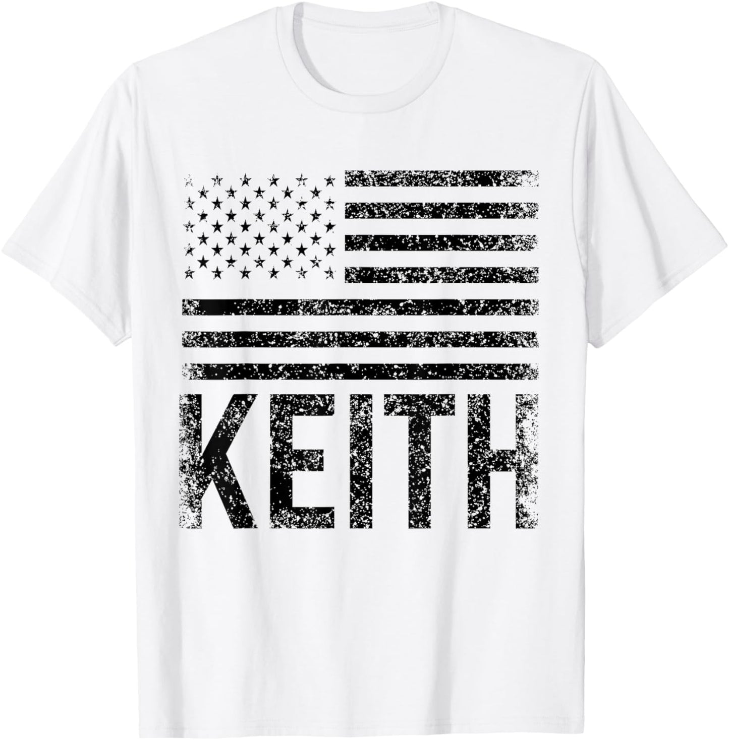 America First Name Citizenship Naturalization Keith USA Name Forename Personalized Birthday T-Shirt Blue, White Small Crew Collar Modern Short Sleeve T-Shirt Men Unisex Casual Christmas Birthday