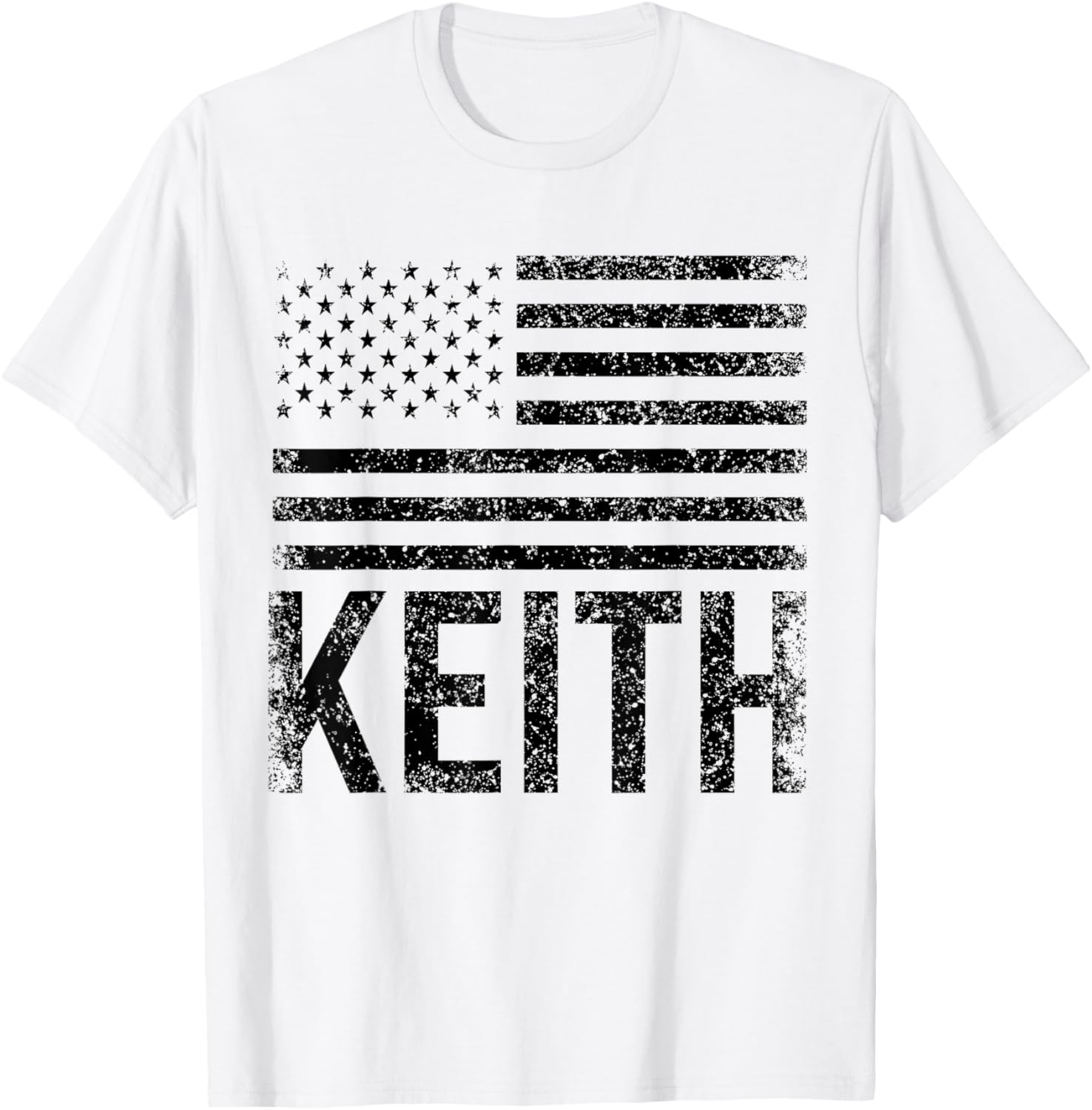 America First Name Citizenship Naturalization Keith USA Name Forename Personalized Birthday T-Shirt Blue, White Small Crew Collar Modern Short Sleeve T-Shirt Men Unisex Casual Christmas Birthday