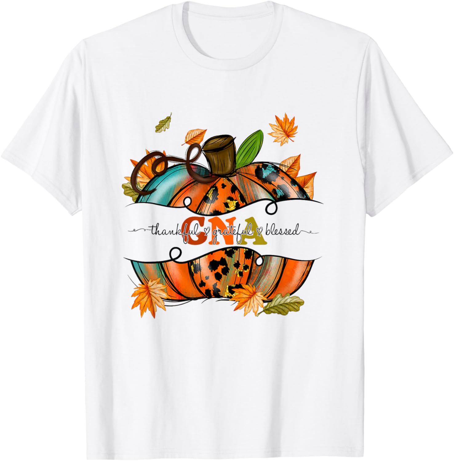 Autumn Fall Outfit CNA Thankful Grateful Blessed Pumpkin T-Shirt