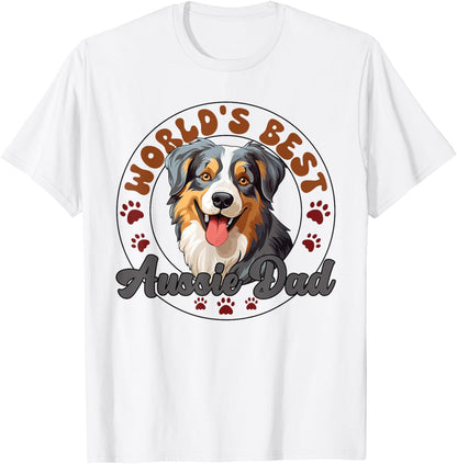 Australian Shepherd Blue Merle Dog Worlds Best Aussie Dad Men Women Kids T-Shirt