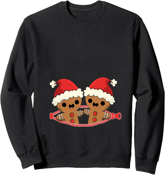Gingerbread Twins Fun Christmas Pregnancy Announcement Gift Sweatshirt