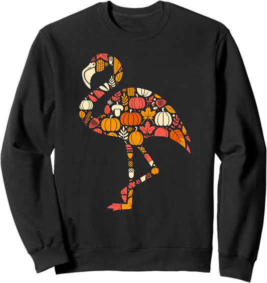 Autumn Pumpkin Fall Flamingo Thanksgiving Womens Mens Kids Sweatshirt