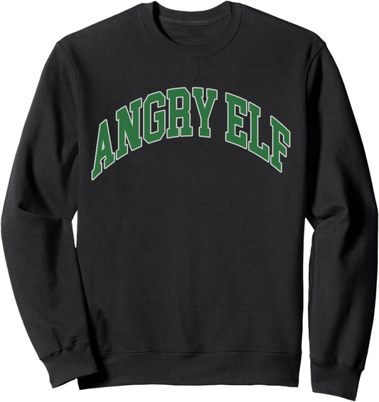 Angry Elf Arched Vintage Green Christmas Holiday Sweatshirt