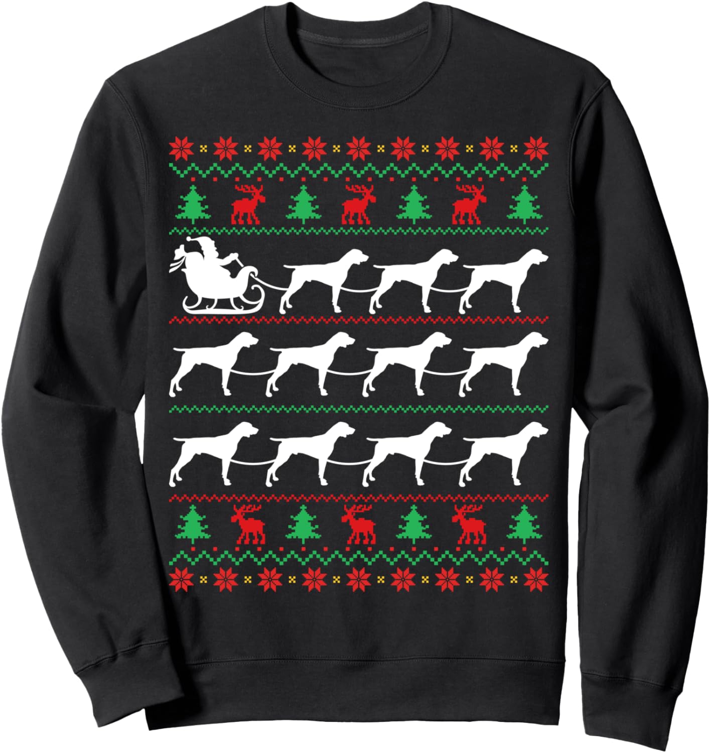 German Shorthaired Dog Pulls Santa Sleigh Christmas Xmas Sweatshirt
