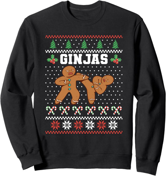 Ginjas Gingerbread Ninja Xmas Pajama Ugly Christmas Sweatshirt