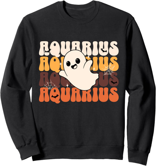 Aquarius Halloween, Spooky Season, Astrology, Zodiac, Ghost Sweatshirt