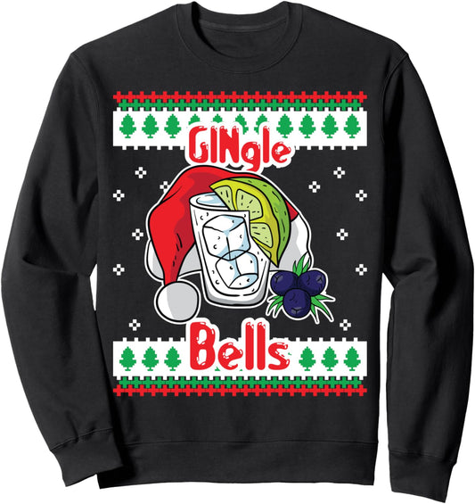 GINgle Bells Gin Tonic Glass Santa Ugly Christmas Sweater Sweatshirt