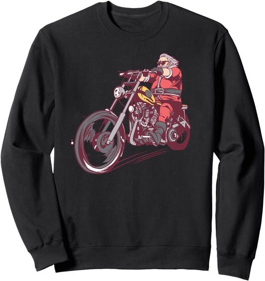 Cool Biker Santa Claus Riding Motorcycle Christmas Sweatshirt