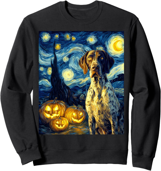 German Shorthaired Pointer Starry Night Pumpkin Dog Mom 2025 Sweatshirt