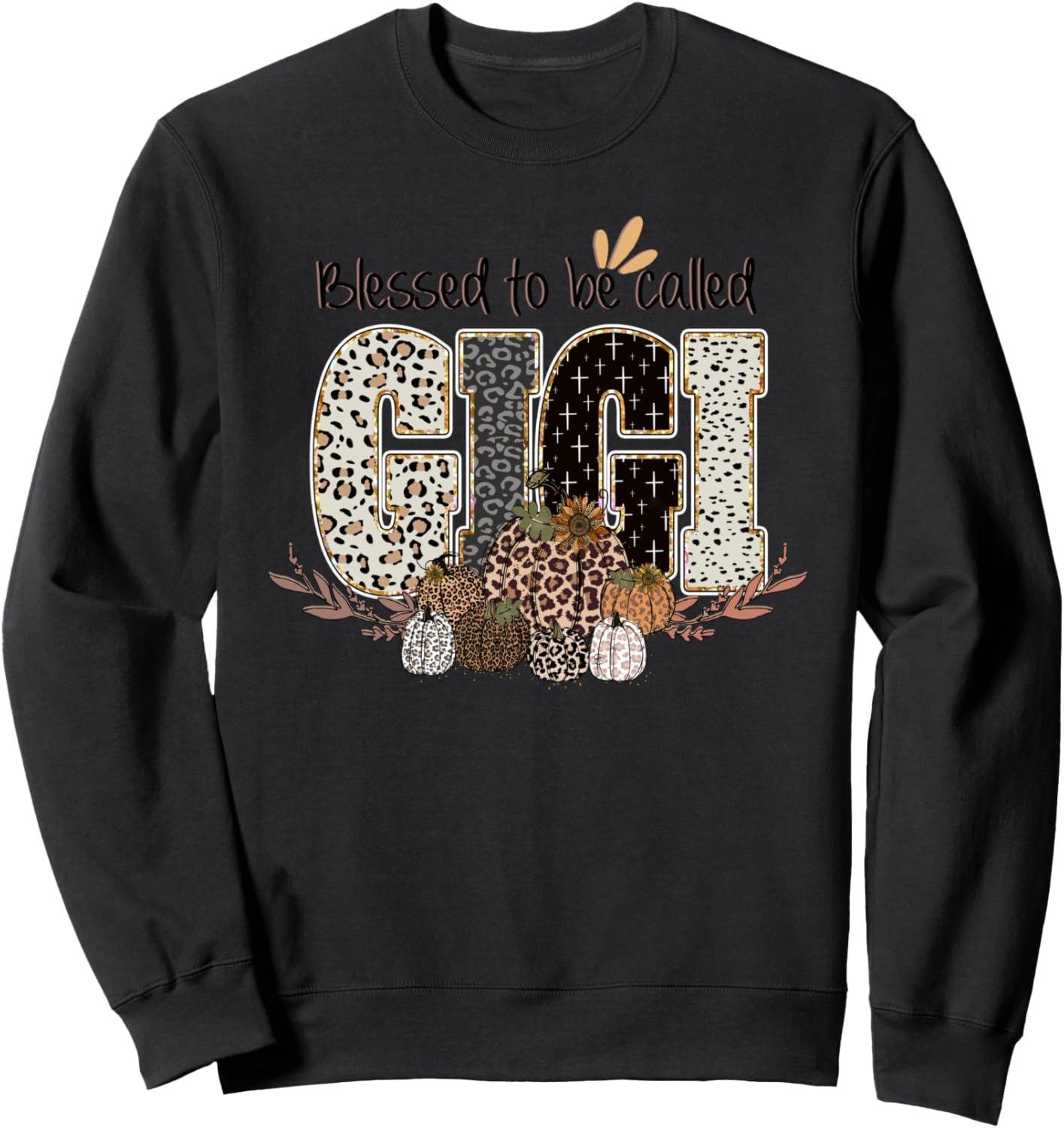Gigi Blessed Leopard Print Pumpkins Autumn Thanksgiving Sweatshirt
