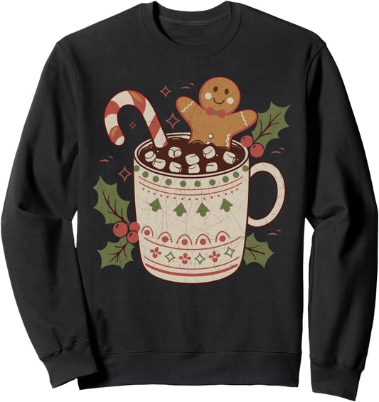 Gingerbread Hot Cocoa Mug Christmas Holiday Fun Sweatshirt