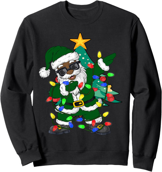 African American Santa claus Ugly Christmas Pajamas 2021 Sweatshirt
