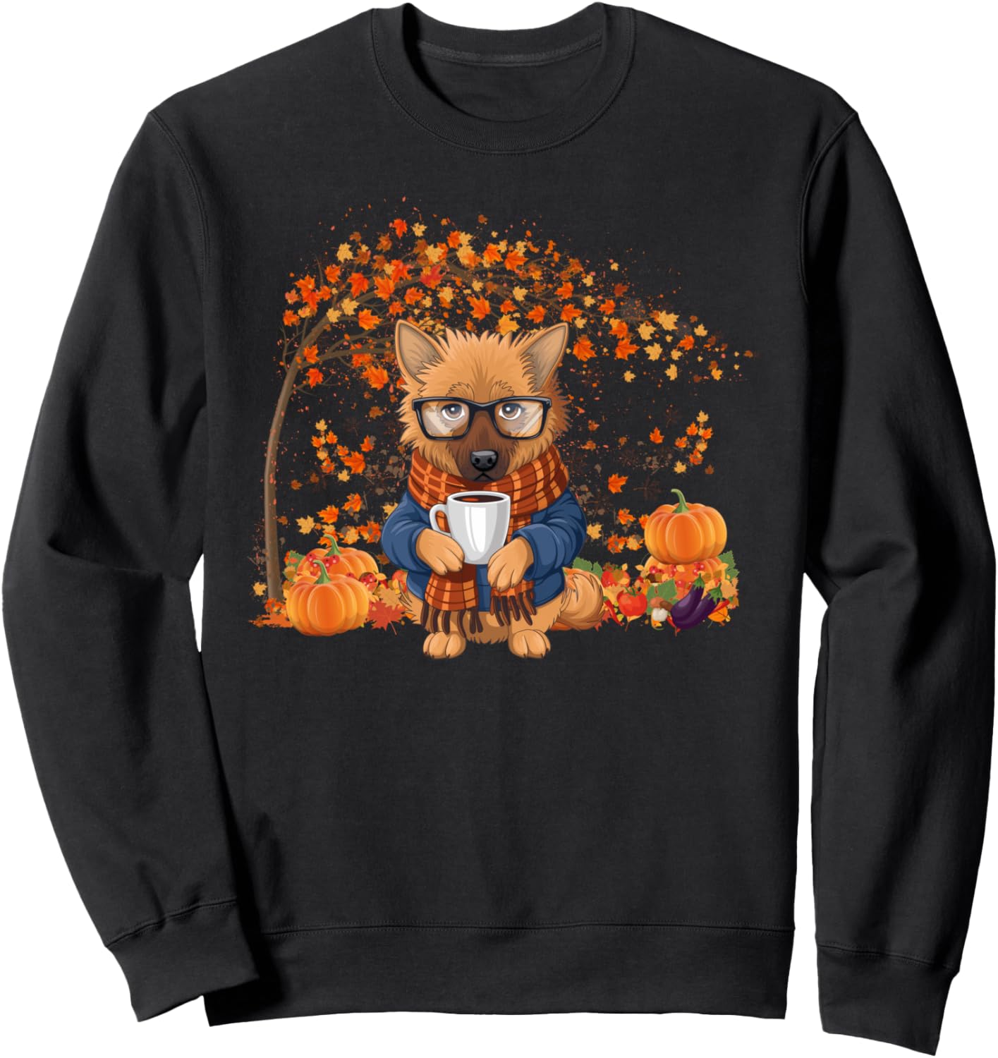 German Shepherd Leaf Fall Autumn Dog Lover Thanksgiving Sweatshirt