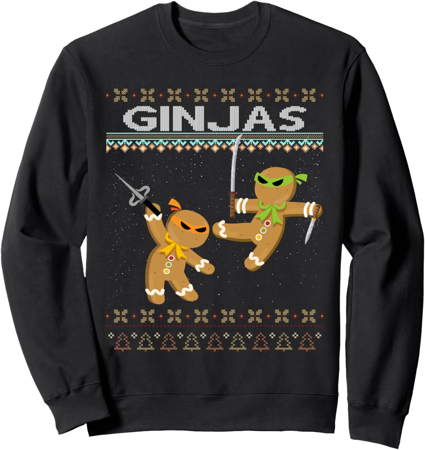 Ginjas Gingerbread Ninjas Funny Ugly Christmas Sweatshirt
