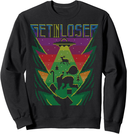 Get In Loser Alien UFO Space Ship Ugly Christmas Sweater Sweatshirt