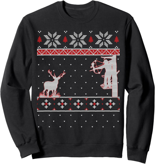 Amazing cute funny duck hunter deer hunting ugly Christmas Sweatshirt