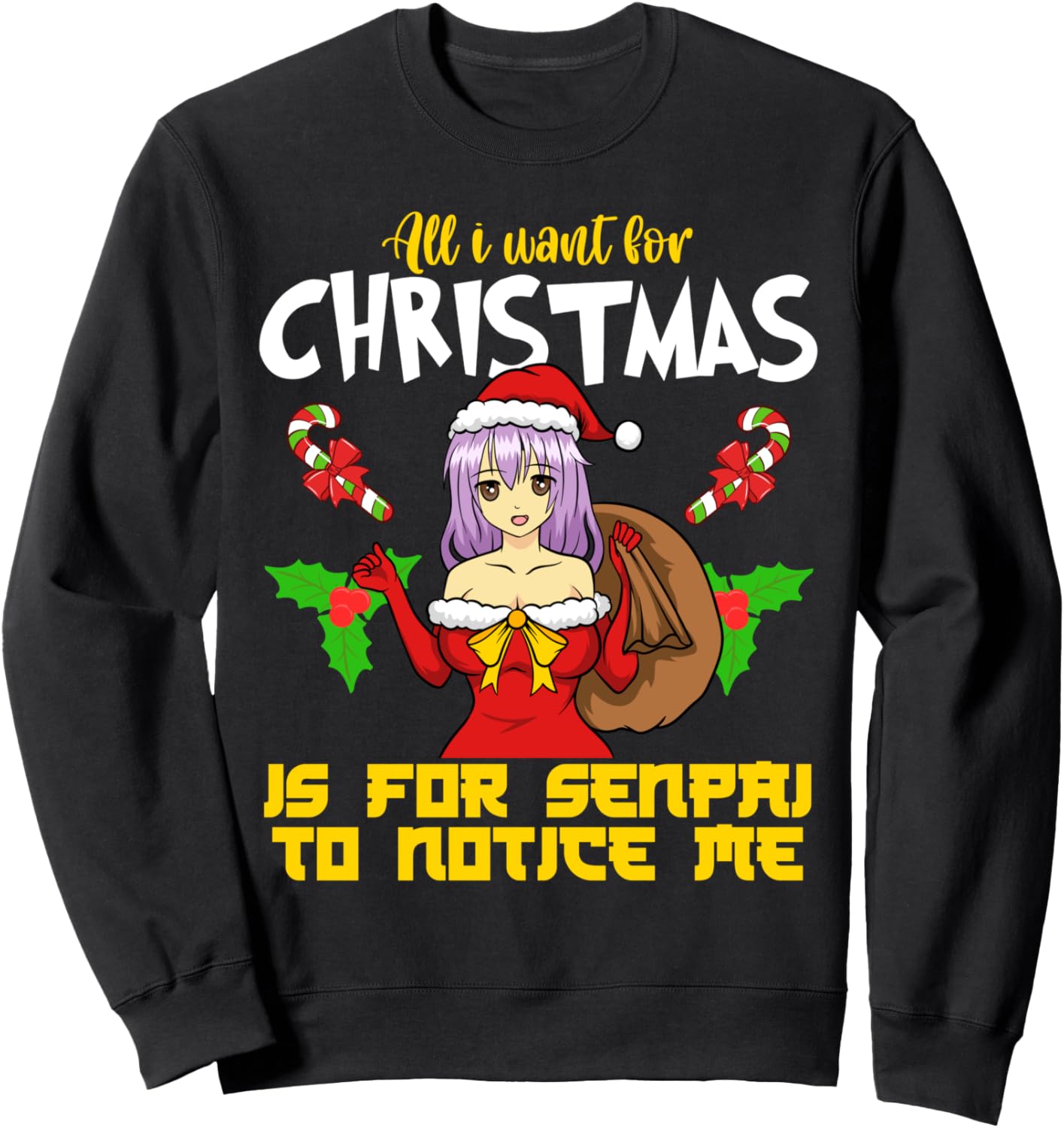 Anime Manga Gaming Cosplay Merry Christmas Senpai Notice me Sweatshirt