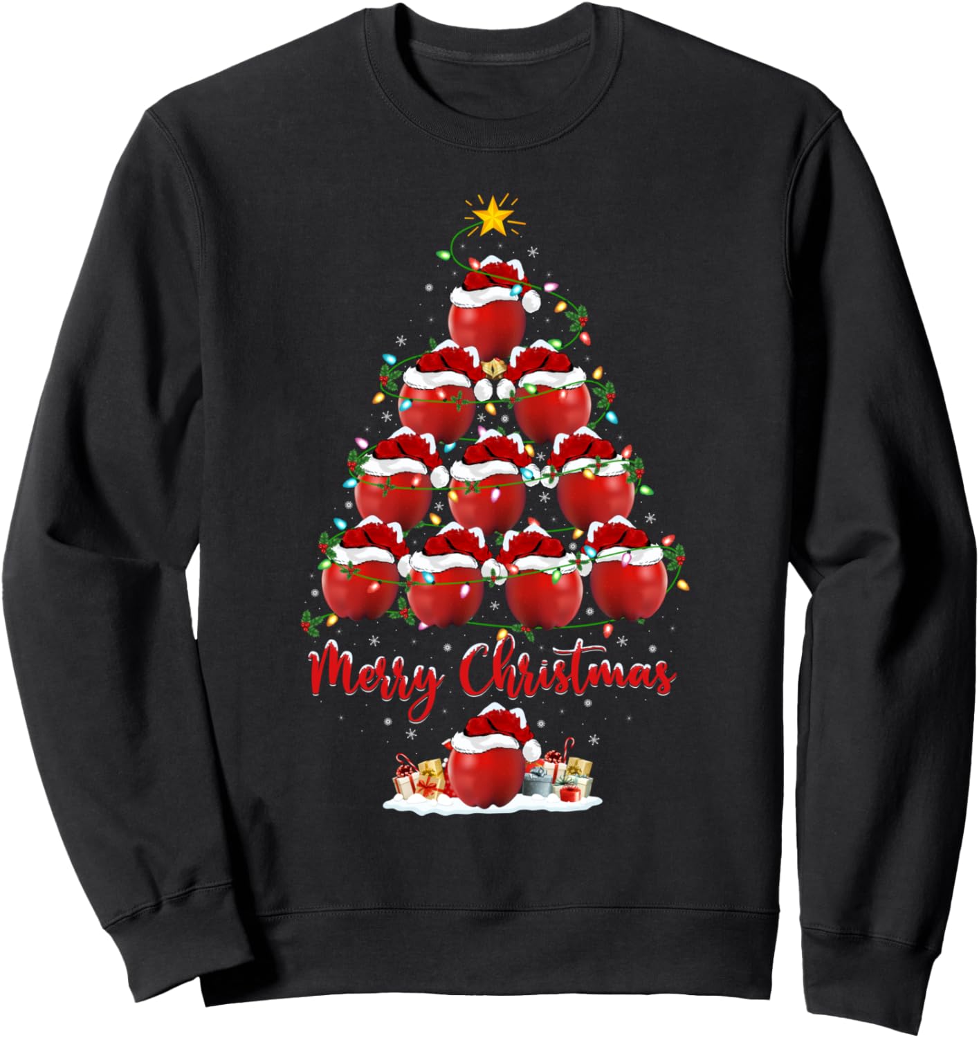 Apple Fruit Xmas Lighting Santa Apple Christmas Tree Sweatshirt