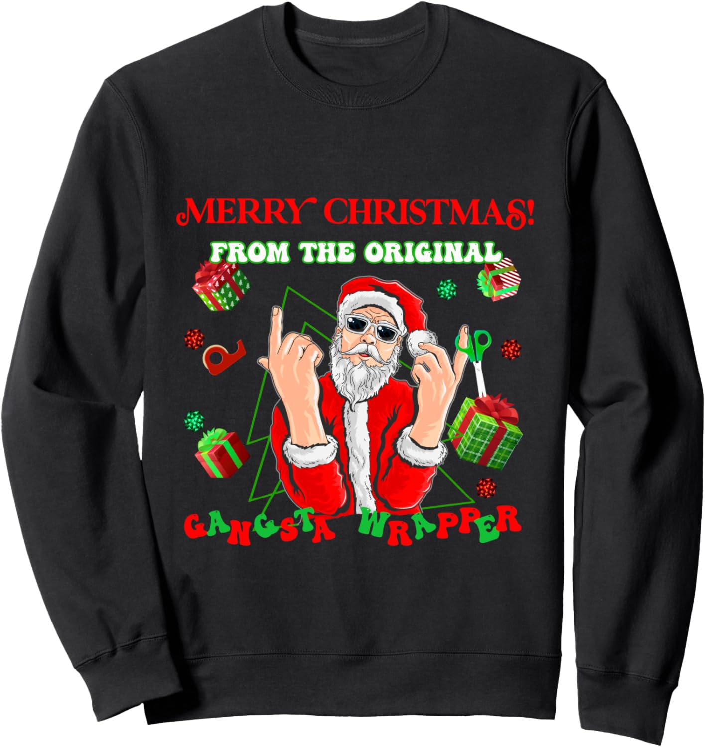 Cool Christmas Hip-hop Santa Xmas Gansta Wrapper Sweatshirt