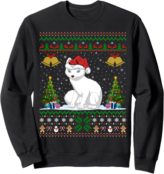 Arctic Fox Xmas Gift Santa Hat Ugly Arctic Fox Christmas Sweatshirt