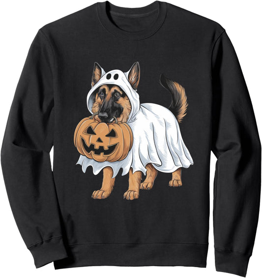 German Shepherd Ghost Dog Halloween Sweatshirt