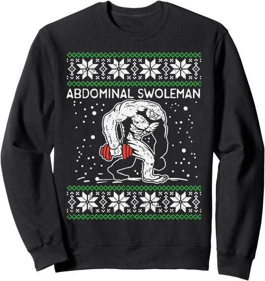 Abdominal Swoleman Yeti Fun Christmas Gym Weightlifter Gift Sweatshirt