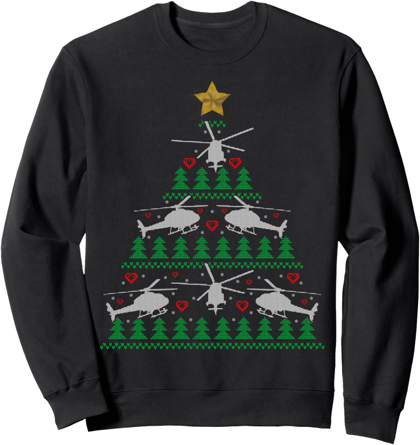 Helicopter Ugly Christmas Pilot Xmas Tree Sweatshirt
