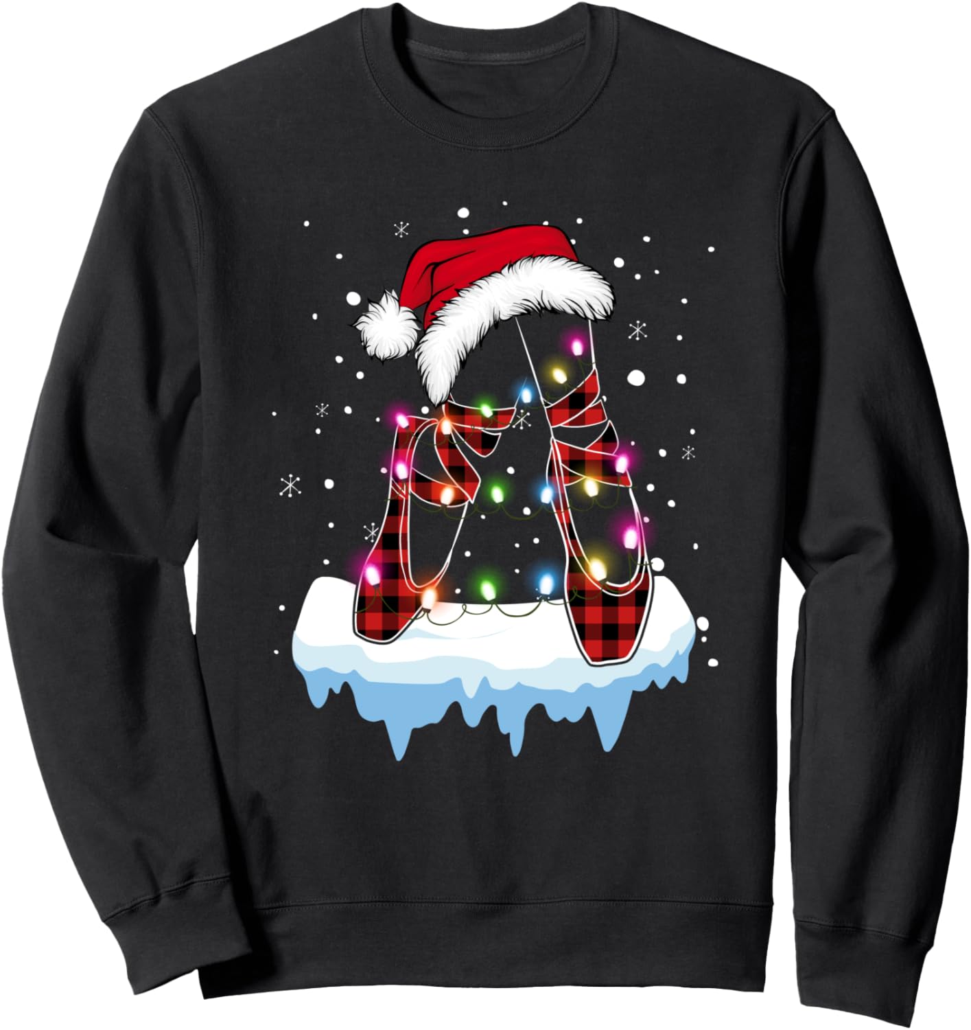 Ballet Shoes Christmas Lights Santa Ballerina Pajama Xmas Sweatshirt