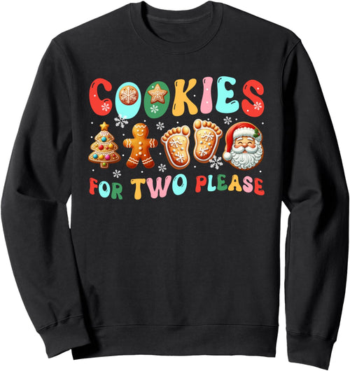 Cookies For Two Please Xmas Baker Pregnancy Announcement Sweatshirt