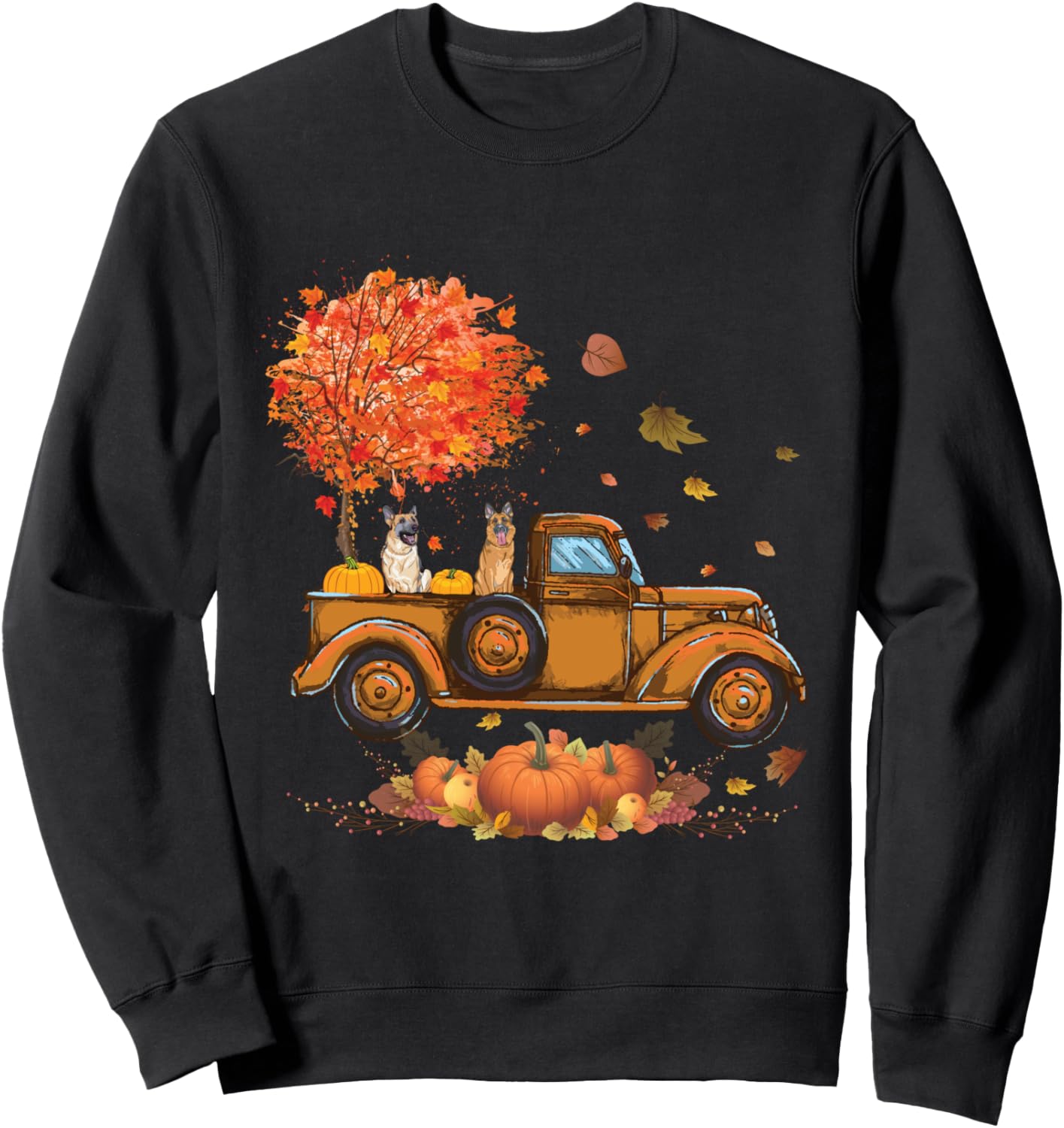 german shepherd Pumpkins Truck Autumn Leaf Fall thanksgiving Sweatshirt