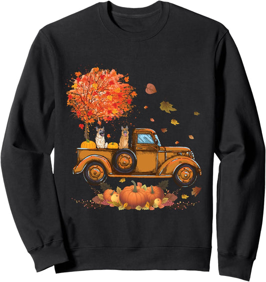 german shepherd Pumpkins Truck Autumn Leaf Fall thanksgiving Sweatshirt